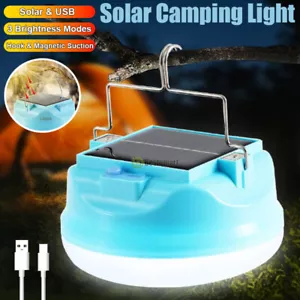 Solar Hanging Light Camping Outdoor Light Lamp Lantern USB Rechargeable w/3 Mode - Picture 1 of 13