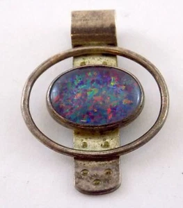 Artisan Made Unique JMM Sterling Silver Simulated Blue Opal Pendant - Picture 1 of 7