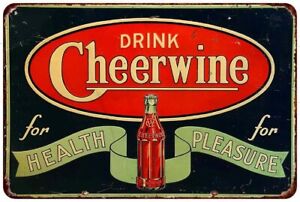 Cheerwine Soda Ad Reproduction Metal Sign Vintage Look 8 x 12