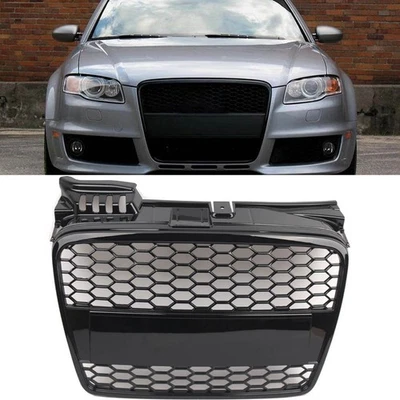 Parrilla delantera negra brillante para automóvil rejilla de panal de malla para Audi A4 B7 LHD 2005-2008 Foto 1 de 4