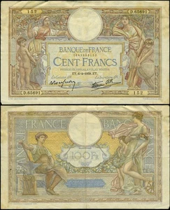 FR. 86b 100 Francs 1939 World Paper Money France VF - Picture 1 of 1