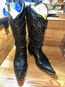 Corral Black Goat Sequence Inlay Glitter Boots Womens Size 10M C1110 EUC - Picture 1 of 12