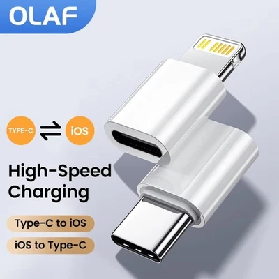USB C to iPhone Adapter Fast Charging PD Converter Type-C Male to iOS Female - Image 1 of 4