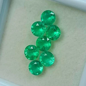 1.33 CT - Natural 7 Zambian Emerald Round Set Good Luster Gem - 9586 - Picture 1 of 3