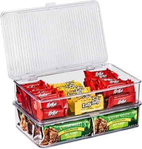 Fridge Organizer & Pantry Storage with Lids- Clear Plastic Freezer Organizer Bin - Picture 1 of 12