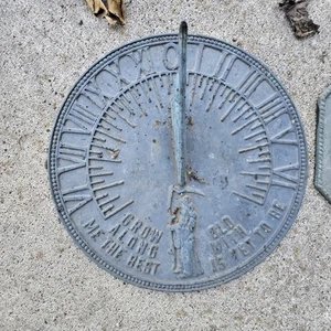Vintage- 11" Brass Sun Dial By Flora And Fauna Father Time GROW OLD WITH ME - Picture 1 of 9