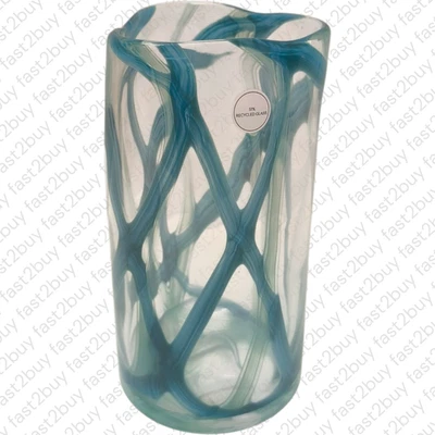 H&M Große Glasvase Türkis Gemustert Deko Vase - Bild 1 von 4