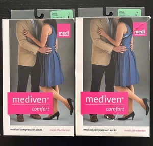 2 Pr Mediven Comfort Open Toe Natural 20-30 Sz IV Medical Compression Knee Socks - Picture 1 of 9