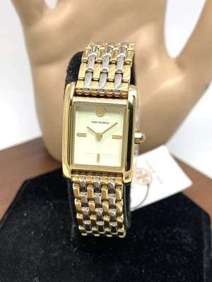 Reloj Mujer Tory Burch TBW1066 Cuarzo Dos Tonos Acero Inoxidable Tanque 19mm Foto 1 de 4