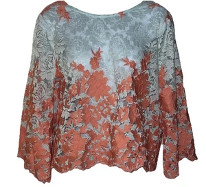 eva franco top anthropologie Woman’s Medium Blouse Coral  Lace - Picture 1 of 13