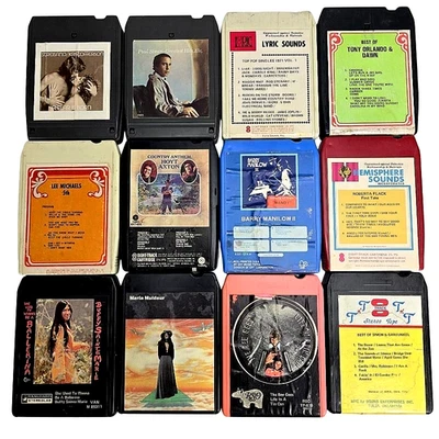 8 Track Tapes Lot 12 Simon Garfunkel Bee Gees Barry Manilow Pop Rock 70s Vintage Foto 1 de 4