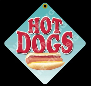 Insegna Concessione Diamantata HOT DOGS - Rimorchio, Supporto 12" x 12" 2 Lati - Foto 1 di 2