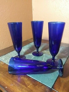 Pier 1 "P1C13" Cobalt Pilsner Glasses Goblets 8 1/4" - Picture 1 of 3
