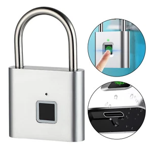 Waterproof Fingerprint Padlock Keyless Lock Rechargeable Smart Lock Gym Locker - Picture 1 of 15