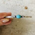Navajo Tahe Sterling Silver And Turquoise Cuff
