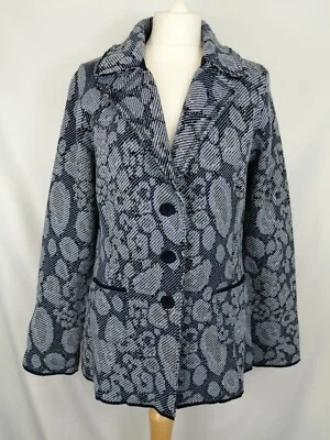 New with Tags - Blue Animalier Pattern Long Wool Jacket by Italian Brand TAVIANI - Image 1 of 4