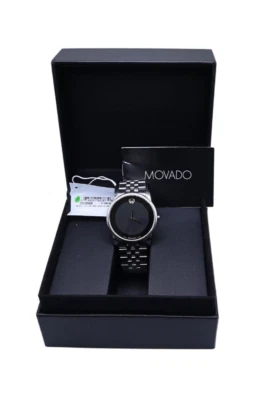 Reloj Movado Museum 40 mm esfera negra cuarzo acero inoxidable 07.1.14.1142 Foto 1 de 4