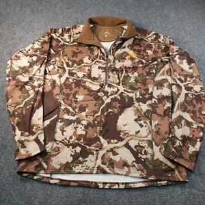 First Lite Klamath 1/4 Zip Mens Large Brown Camo Pullover Grid Fleece Hunting - Picture 1 of 14