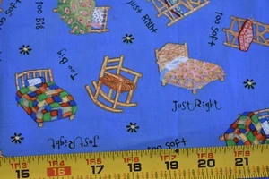 23" Long, Goldilocks & The Three Bears on Blue Quilt Cotton/Windham/Meisel,N3656 - Picture 1 of 5