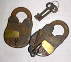 Lot de 2 pièces ancien cadenas - cadenas antique en fonte fait main avec clés