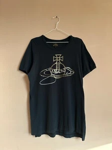 Vivienne Westwood Anglomania Gold Foil Orb Black Big Logo T-Shirt Size XL - Picture 1 of 8