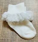 Baby Toddler Girls White Lace Ruffle Socks  6-12 Months 1-2 Years