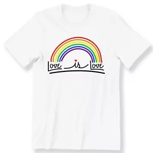 Love Is Love Rainbow LGBT Cute Nice Men's Ladies Kids T-shirt 100% Cotton - Picture 1 of 17