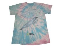 National Geographic Blue Multicolor Tie Dye Graphic Cotton T-shirt Adult Size S