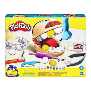 Play-Doh Drill 'n Fill Dentist Metallic Colored Compound 10 Tools, 8 Cans 