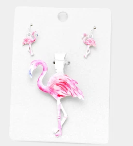 NEW Watercolor Flamingo Magnetic Pendant Set - Picture 1 of 2