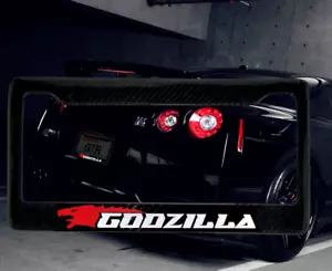 Godzilla GTR 100% Carbon Fiber License Plate Frame Premium - Picture 1 of 9