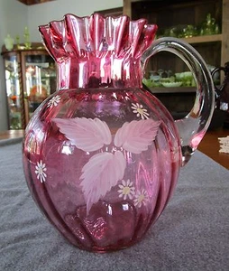 ANTIGUO ARÁNDANO DUGAN #575 LÍNEA VENECIANA ESMALTE ÓPTICO FLORES JARRA DE AGUA - Imagen 1 de 4