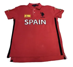 U.S. Polo Assn Large #1 Spain Coller Polo Shirt T-Shirt SlimFit Embroidered Logo - Picture 1 of 10