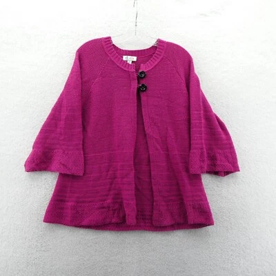 Suéter Denim & Co Mediano Para Mujer Rosa Hecho en EE. UU. Frente Abierto Cárdigan Capa Tejido Foto 1 de 4