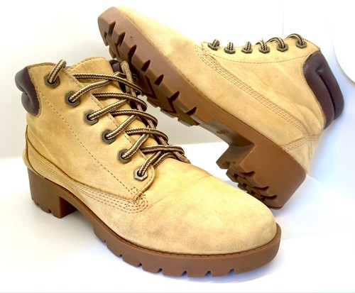 Stivaletti alti Aldo in camoscio marrone giallo DONNA TAGLIA 8 (scarpa stile Timberland)