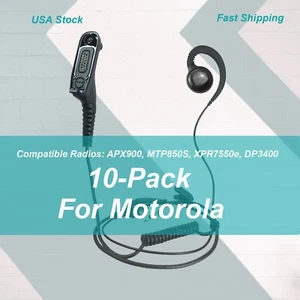 10x C-Shaped Earpiece for Motorola Two-Way Radio APX6000 DP4800 MTP850 XPR7550 - Picture 1 of 11