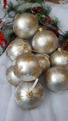 Christbaumkugel Set 9-teilig AIKO Silber matt mit Flocke  Glas Christbaumschmuck - Bild 1 von 2