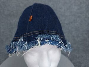 Vintage Levis Reversible Denim Bucket Hat Orange Tab Jeans Frayed Raw Hem Daisy