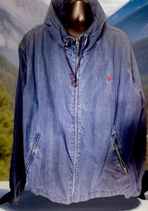 POLO RALPH LAUREN VERWASCHENE JEANS DRUCK KORDELZUG KAPUZE JACKE DENIM-BLAU HERREN 3XB - Bild 1 von 9
