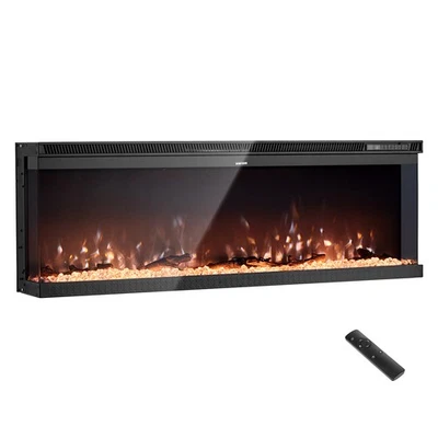 Uimoso 60-Inch Electric Fireplace Three-Sided Glass Wall-Mount & Recessed 1500W - Image 1 of 4