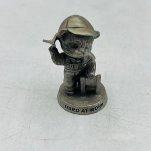 Avon Fine PEWTER Bear Figurine “Hard at Work” 2in 1983 Vintage - Picture 1 of 7