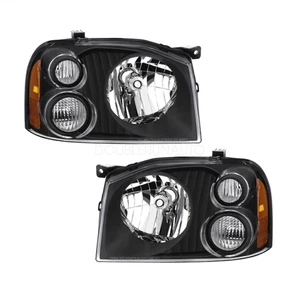 Headlights For 01-04 Nissan Frontier XE/SE Right&Left 2001-2004 Black Light Pair - Picture 1 of 4