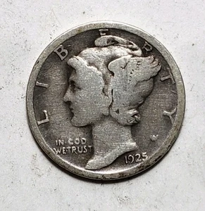 1925-P Mercury Dime "Rotated Reverse Die Raw VG (Details) - Picture 1 of 4