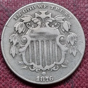 1876 Schild Nickel 5c bessere Qualität sehr schöne Details #92874 - Bild 1 von 2