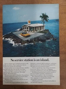 Shell Oil 1970 Vintage Print Ad Service Station On A Desert Island - Picture 1 of 1