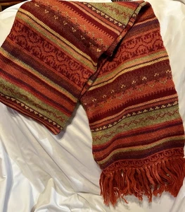 "Bufanda 100 % alpaca diseñada y hecha a mano para Norso Perú colores de cosecha 60x8"" nueva" - Imagen 1 de 14
