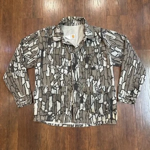 Vintage 1988 Carhartt Trebark Mens Large Button Shirt/Jacket Made In USA ๐บ๐ธ - Picture 1 of 11