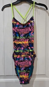 TYR Womens Sumatra Crosscutfit Tieback One Piece Swimsuit Palm Colorful 34 US M - Picture 1 of 10