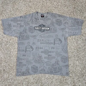 Y2K Vintage Harley Davidson New York City All Over Print Motorcycles Gr. XL Shirt - Bild 1 von 7