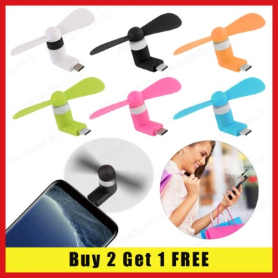 USB-C Fan Mini Portable Cooling Mobile Phone USB Type C Fan for Samsung Google - Image 1 of 4